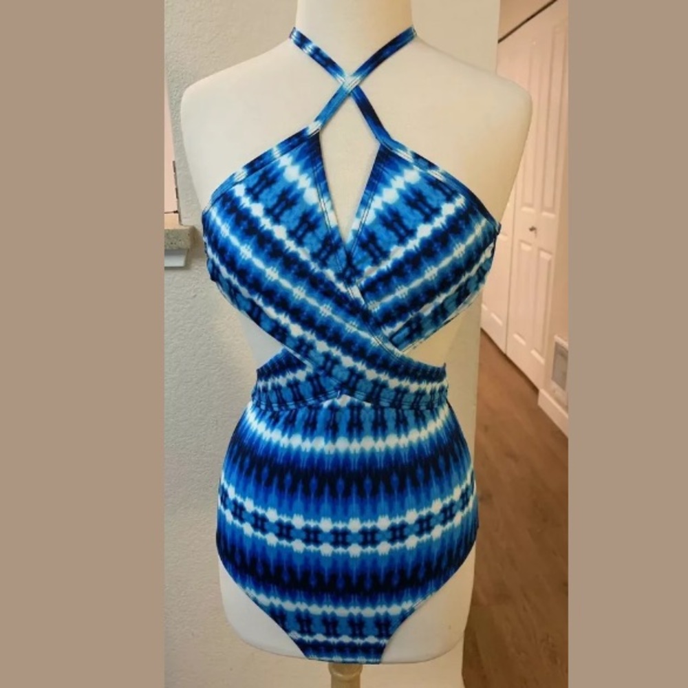 Clean water Tie Die Wrap One Piece Swimsuit